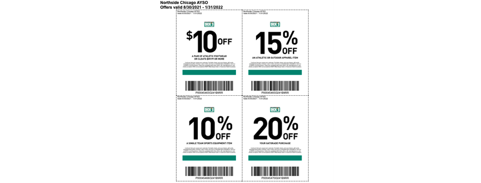 DICK'S AYSO DISCOUNT 