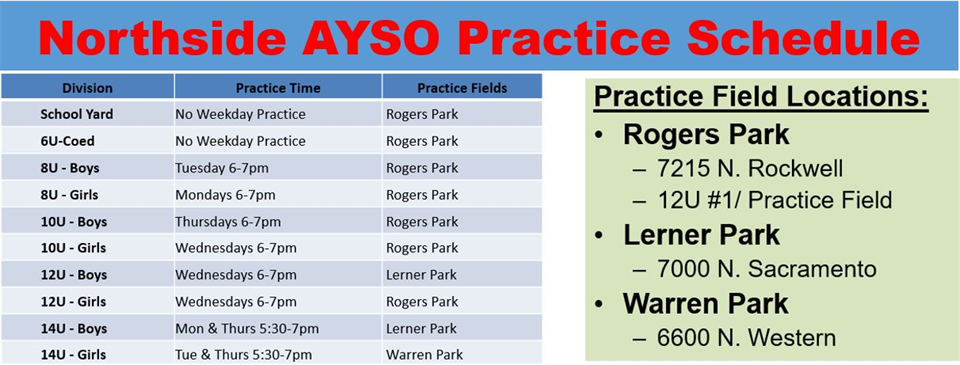 Fall 2022 Practice Times